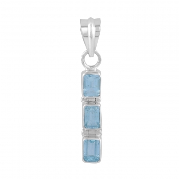 Three stone best sellling 925 sterling silver blue topaz pendant jewelry
